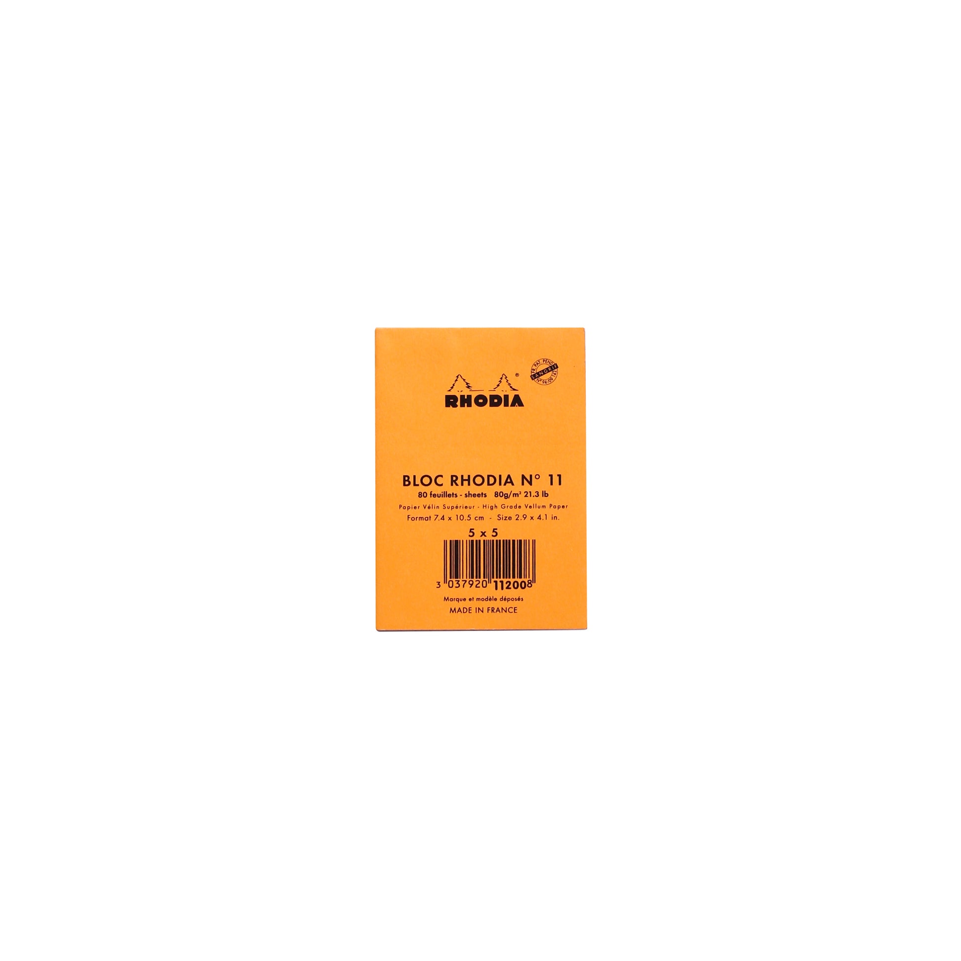 Rhodia No. 11 Top Stapled Notepad A7 Grid Orange