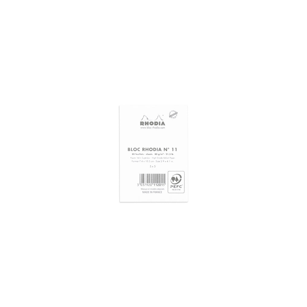 Rhodia No. 11 Top Stapled Notepad A7 Grid White