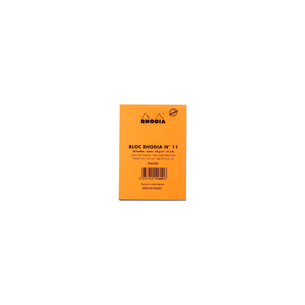 Rhodia No. 11 Top Stapled Notepad A7 Lined Orange