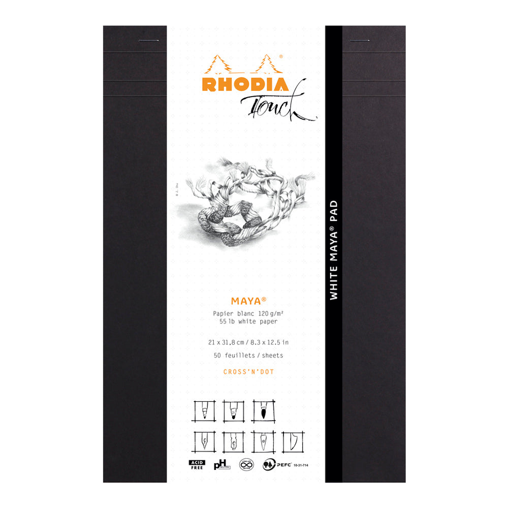Rhodia Touch White Maya Pad A4+ Cross 'n' Dot Ruling