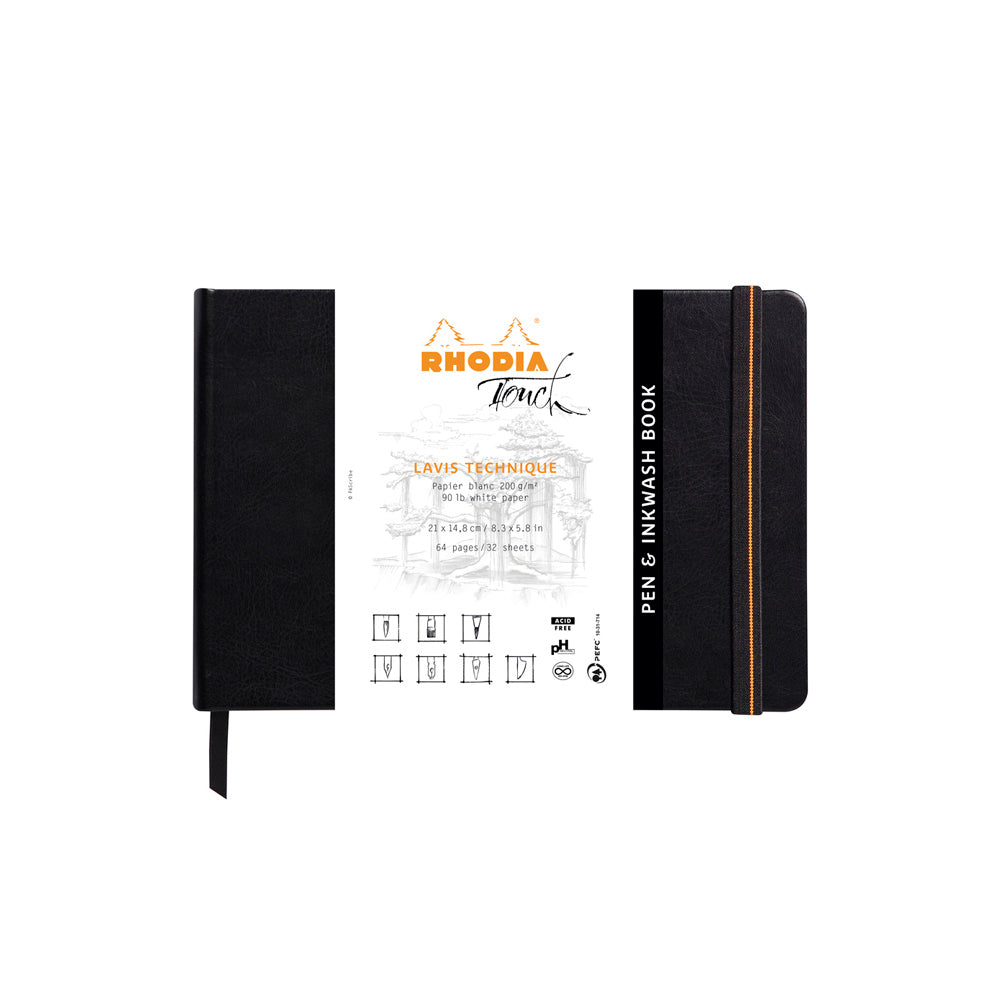 Rhodia Touch Pen & Inkwash Book Hardcover A5 Landscape Blank