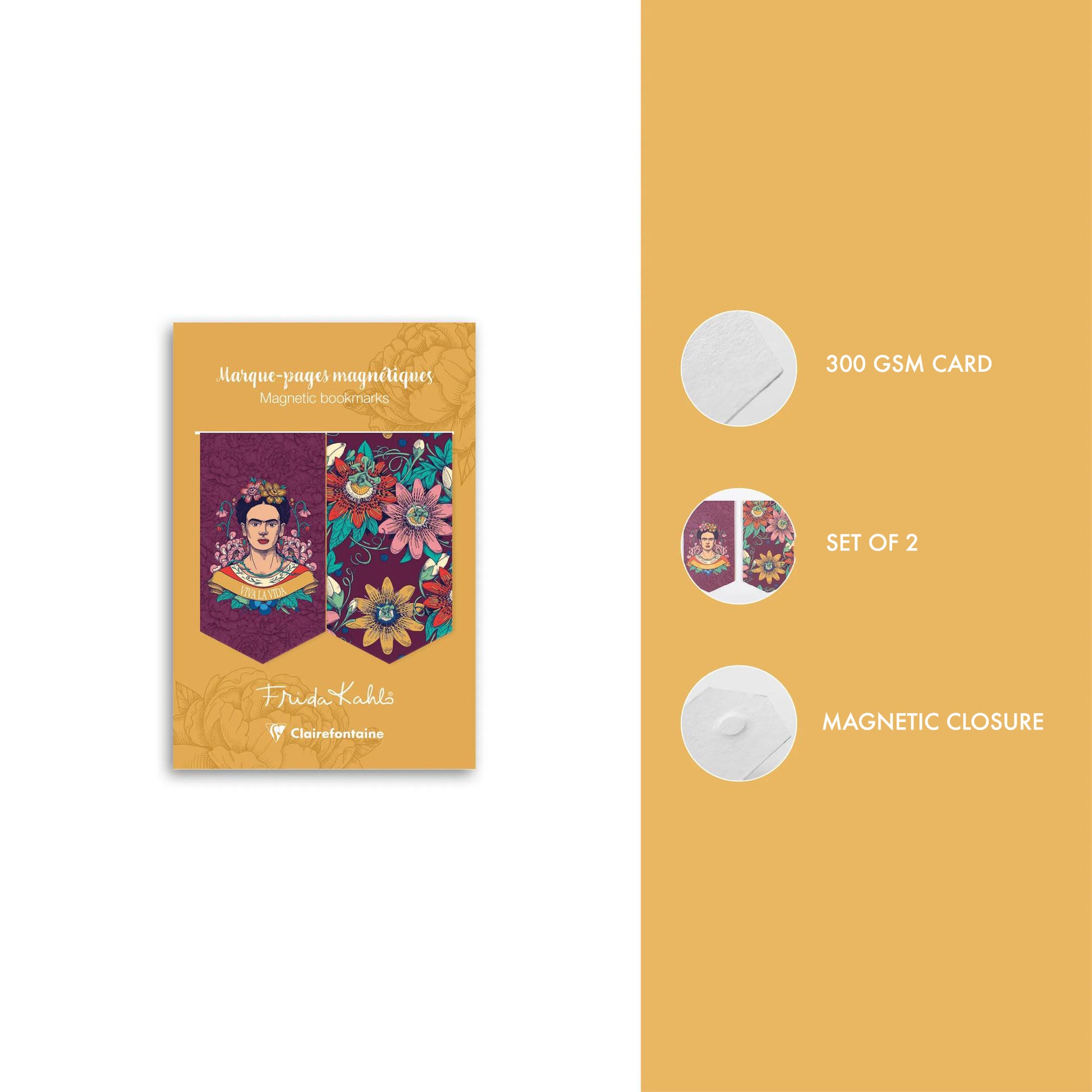 Clairefontaine x Frida Kahlo Set of 2 Magnetic Bookmarks
