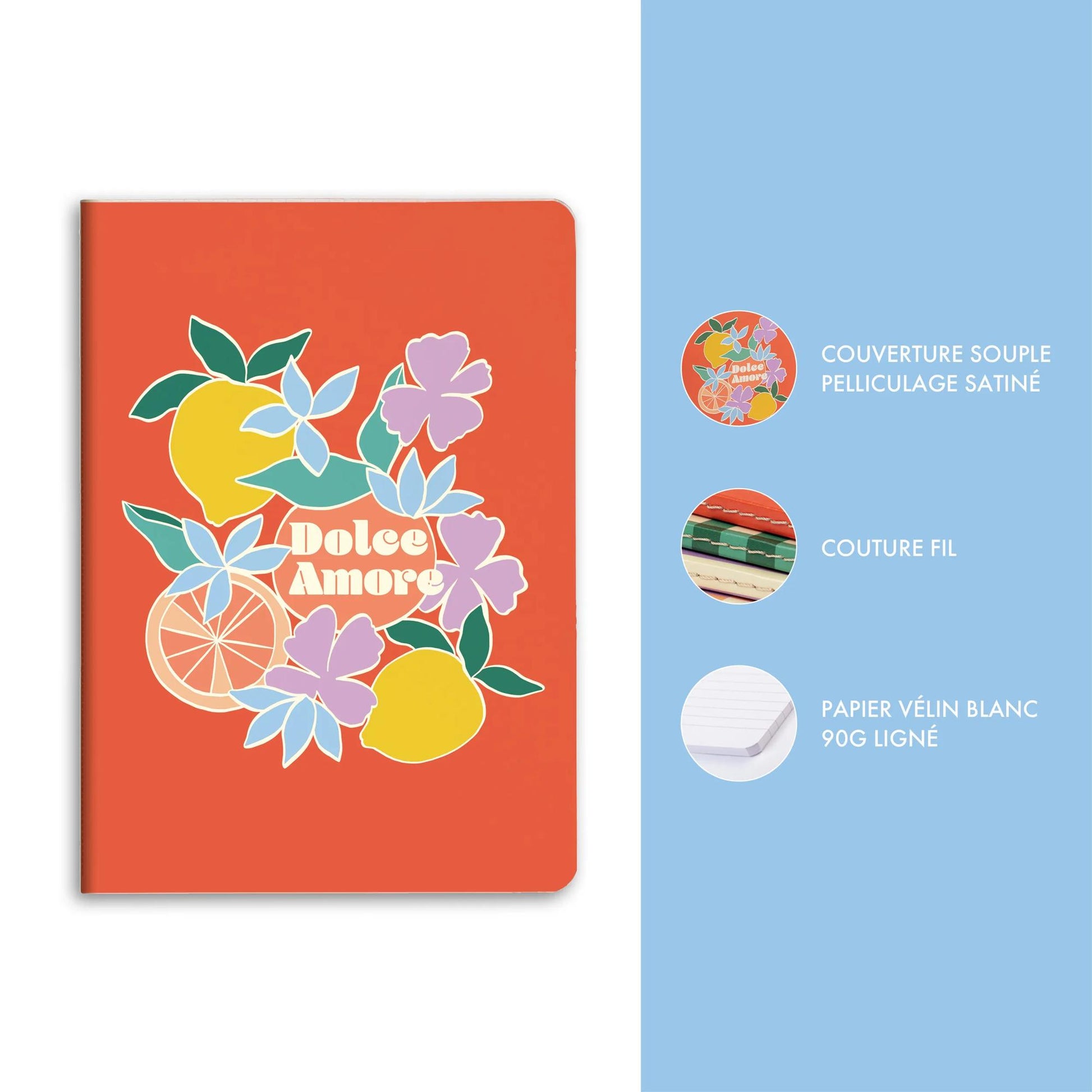 Clairefontaine Dolce Amore Stitched Notebook A5 Lined (3 Cover Designs)