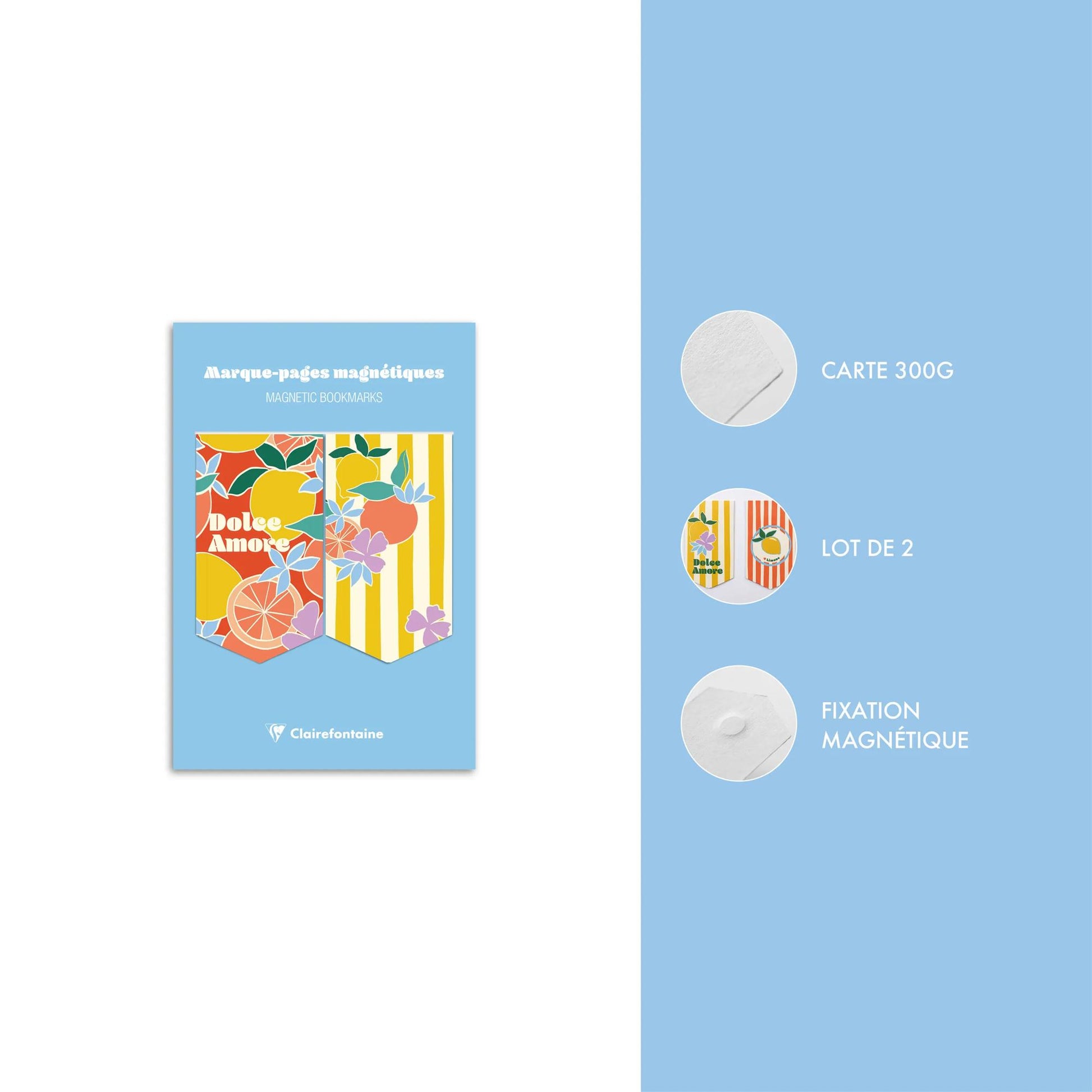 Clairefontaine Dolce Amore Set of 2 Magnetic Bookmarks