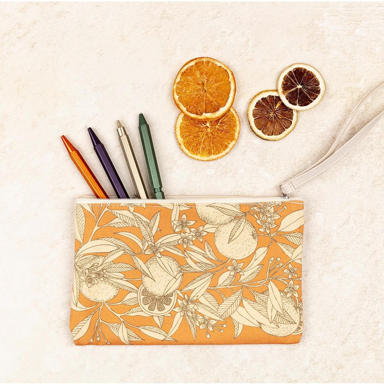 Clairefontaine Garden of Senses Flat Cotton Pouch Oranges