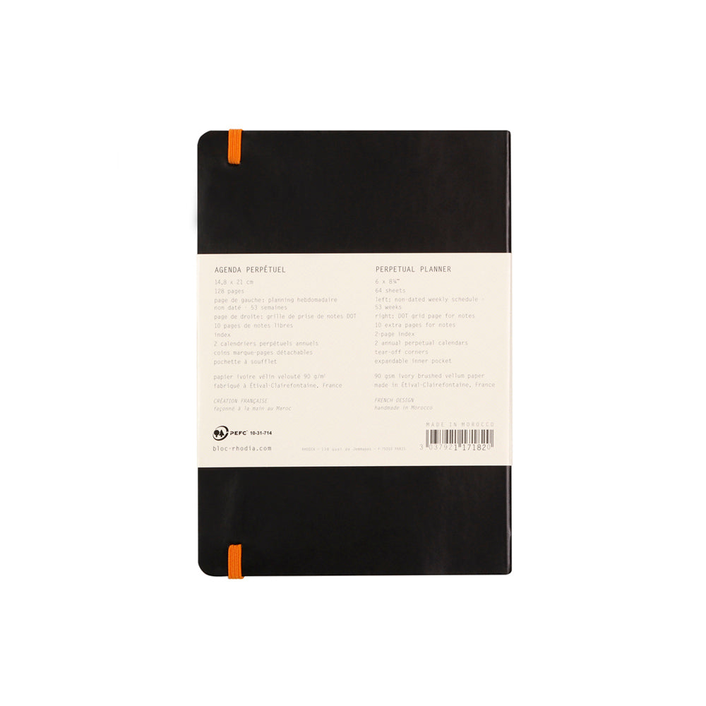 Rhodiarama Perpetual Undated Planner A5 Black
