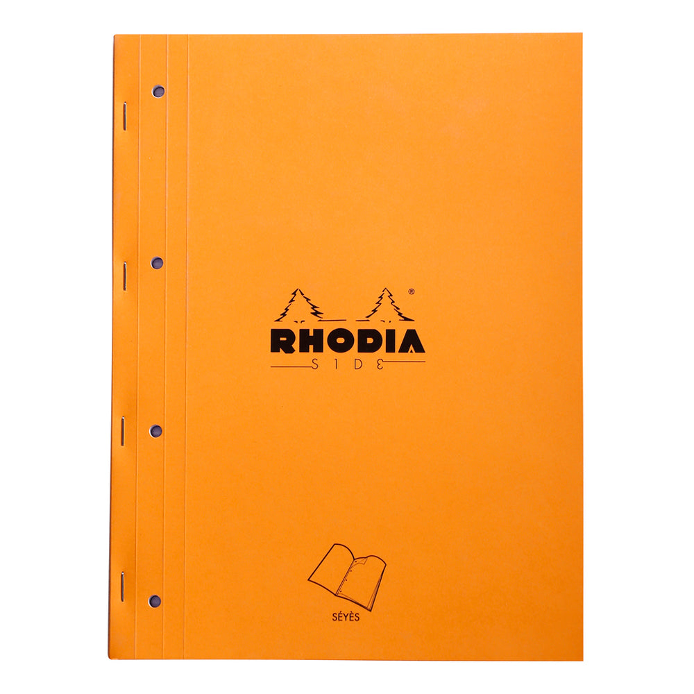 Rhodia Side Stapled Notepad With 4 Holes A4+ Seyes Orange