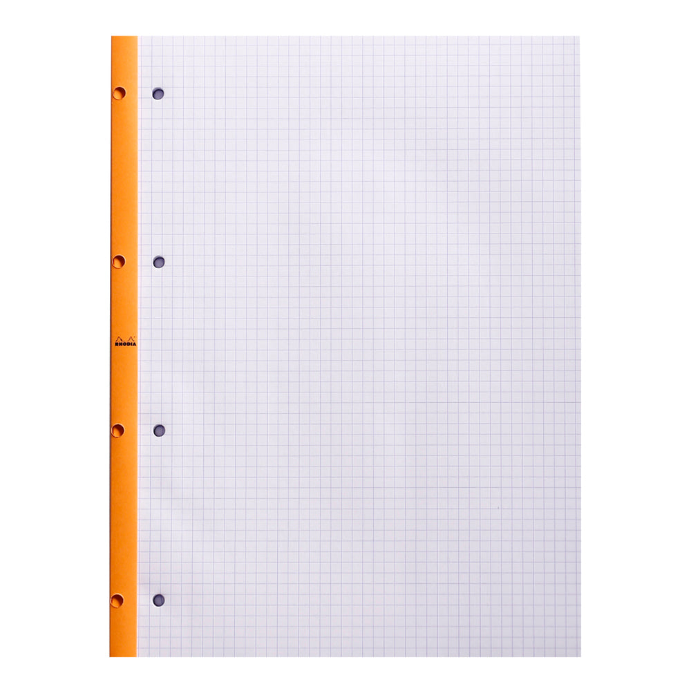 Rhodia Side Stapled Notepad With 4 Holes A4+ Grid Orange