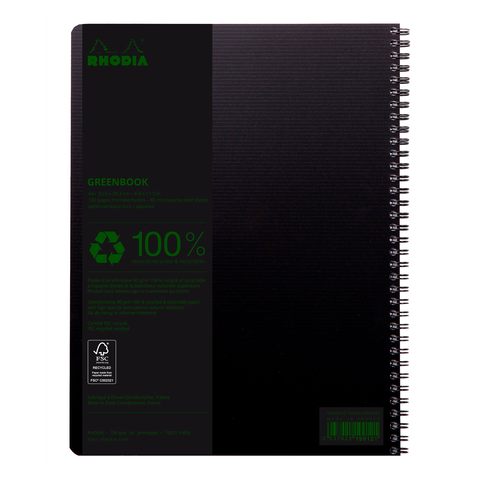 Rhodia Greenactive Wirebound GreenBook 100% Recycled A4+ Grid