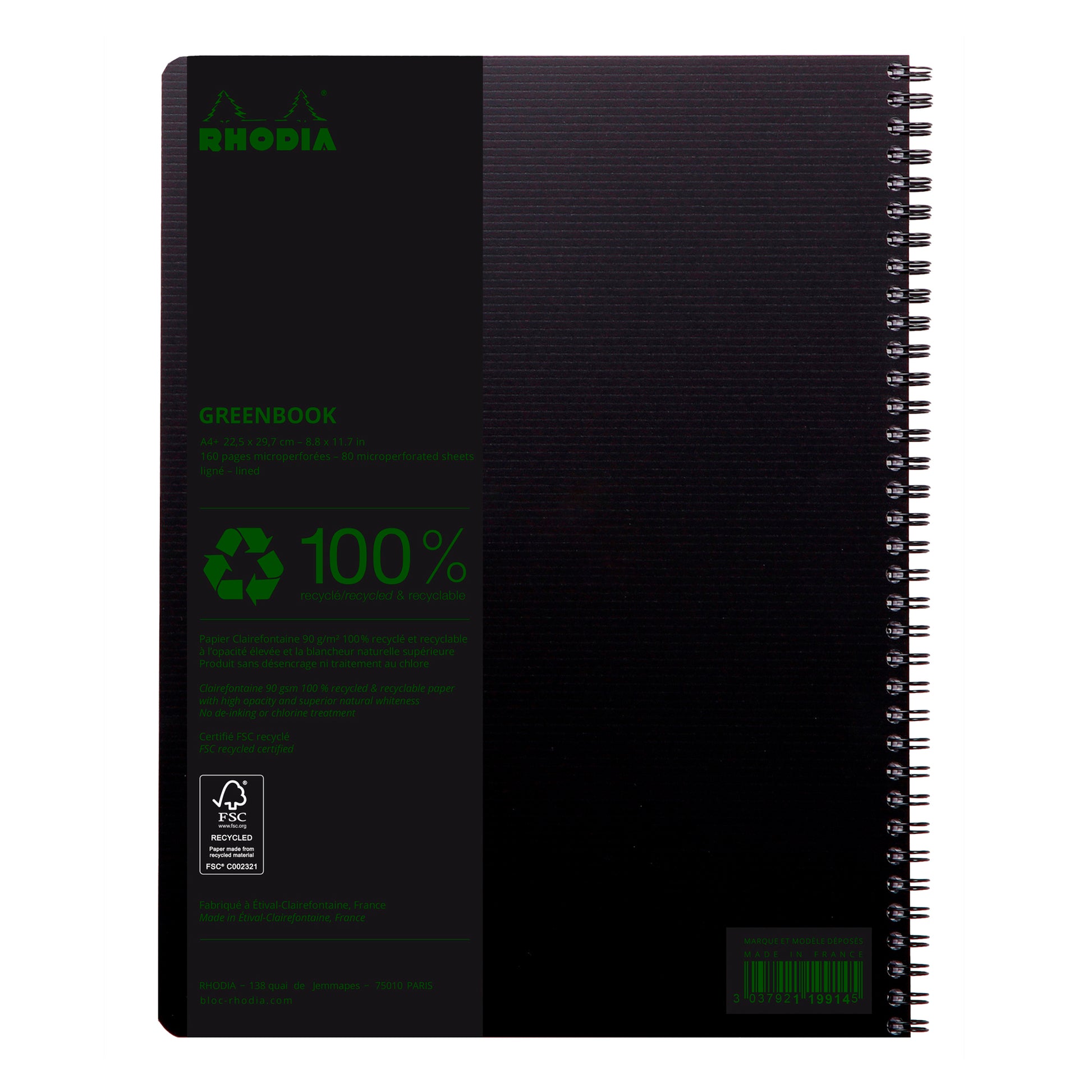 Rhodia Greenactive Wirebound GreenBook 100% Recycled A4+ Ruled
