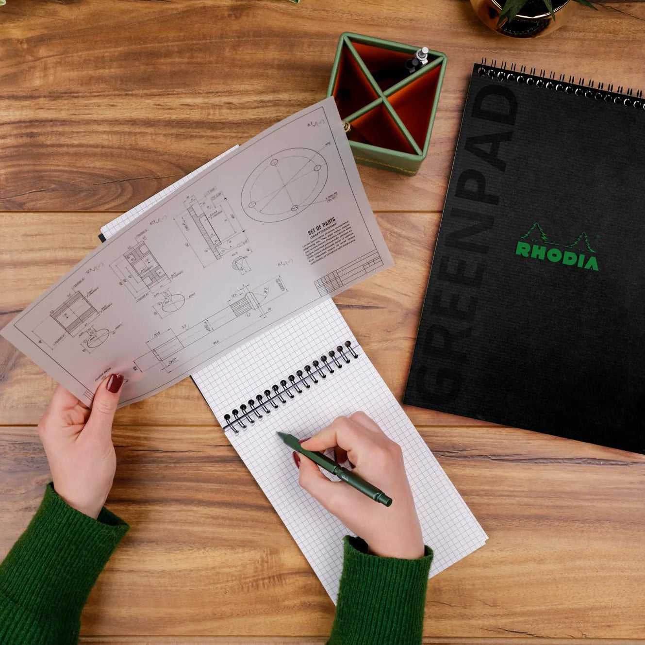 Rhodia Greenactive 100% Recycled Wirebound Greenpad A4 Lined