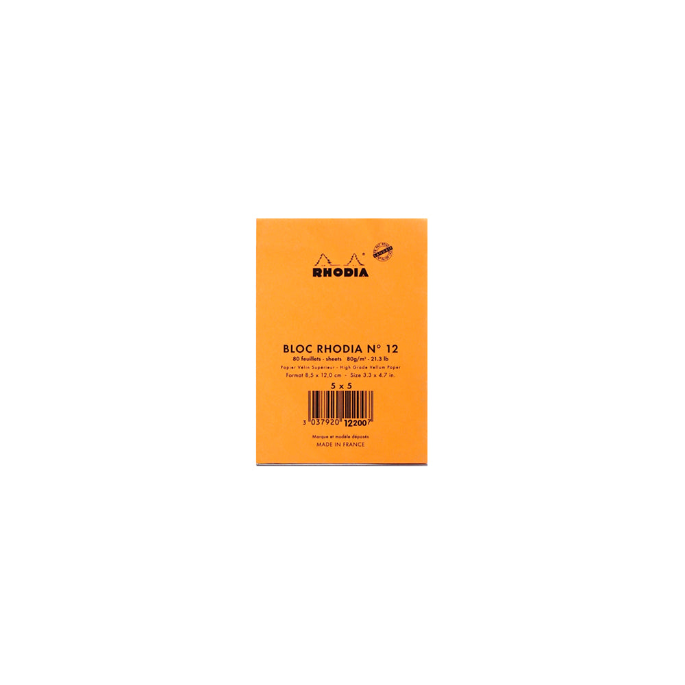 Rhodia No. 12 Top Stapled Notepad Pocket Grid Orange