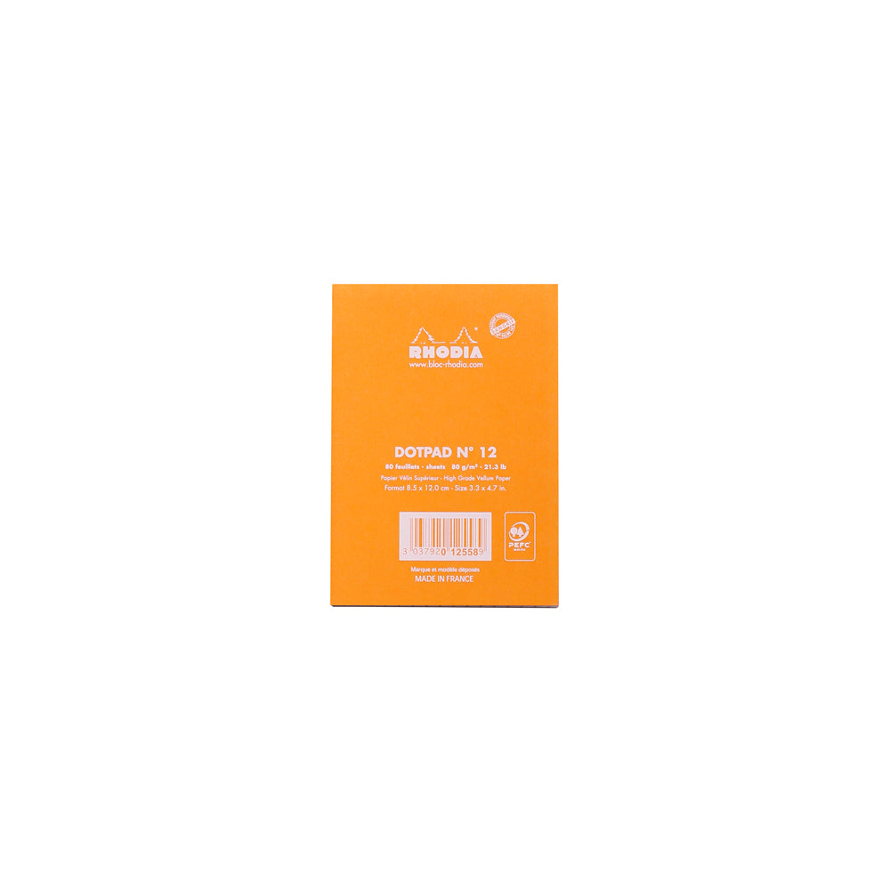 Rhodia No. 12 Top Stapled Notepad Pocket Dot Grid Orange