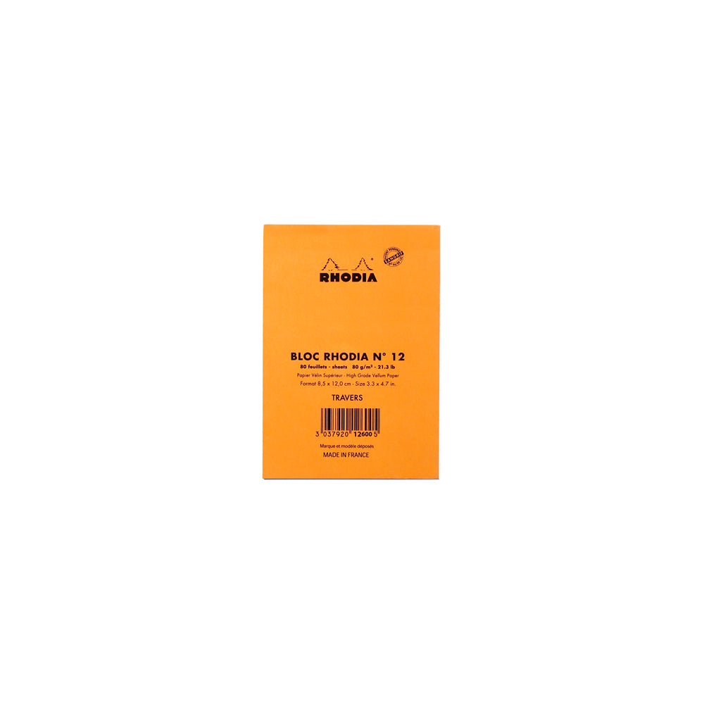 Rhodia No. 12 Top Stapled Notepad Pocket Lined Orange