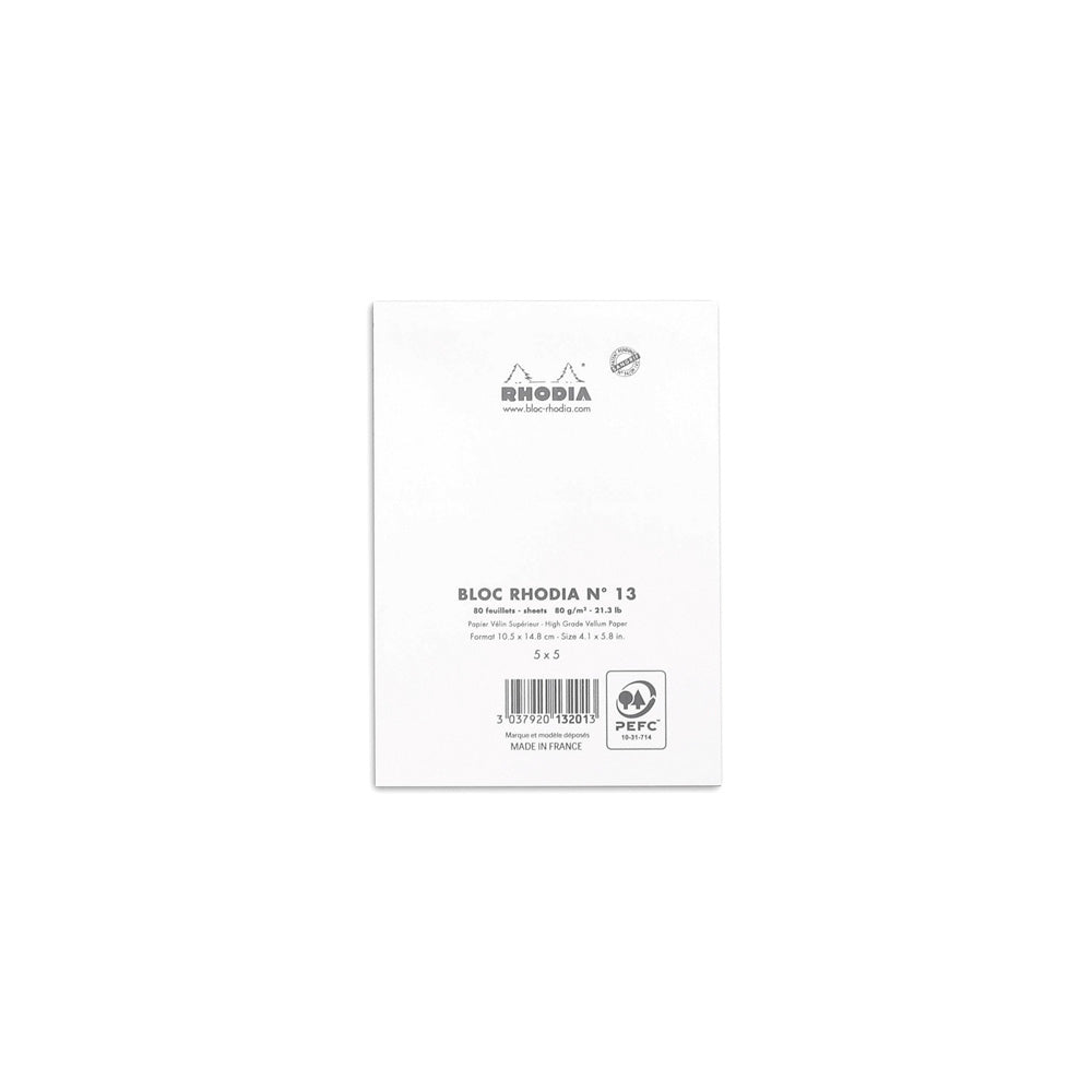 Rhodia No. 13 Top Stapled Notepad A6 Grid White