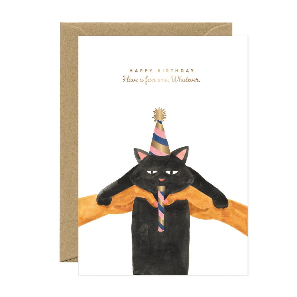 ATWS Greeting Card Whatever Cat Birthday – Gold Foil