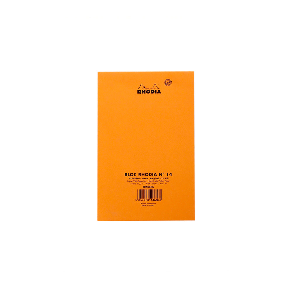 Rhodia No. 14 Top Stapled Notepad 11 x 17 cm Lined Orange