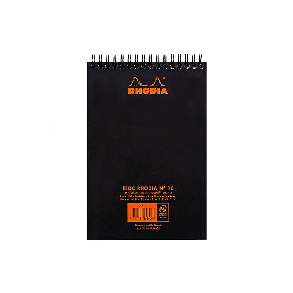 Rhodia Wirebound Notepad A5 Grid Black