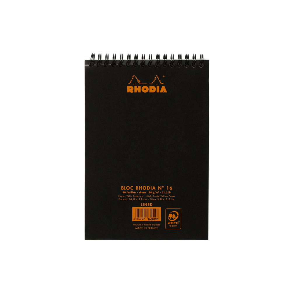 Rhodia Wirebound Notepad A5 Lined Black