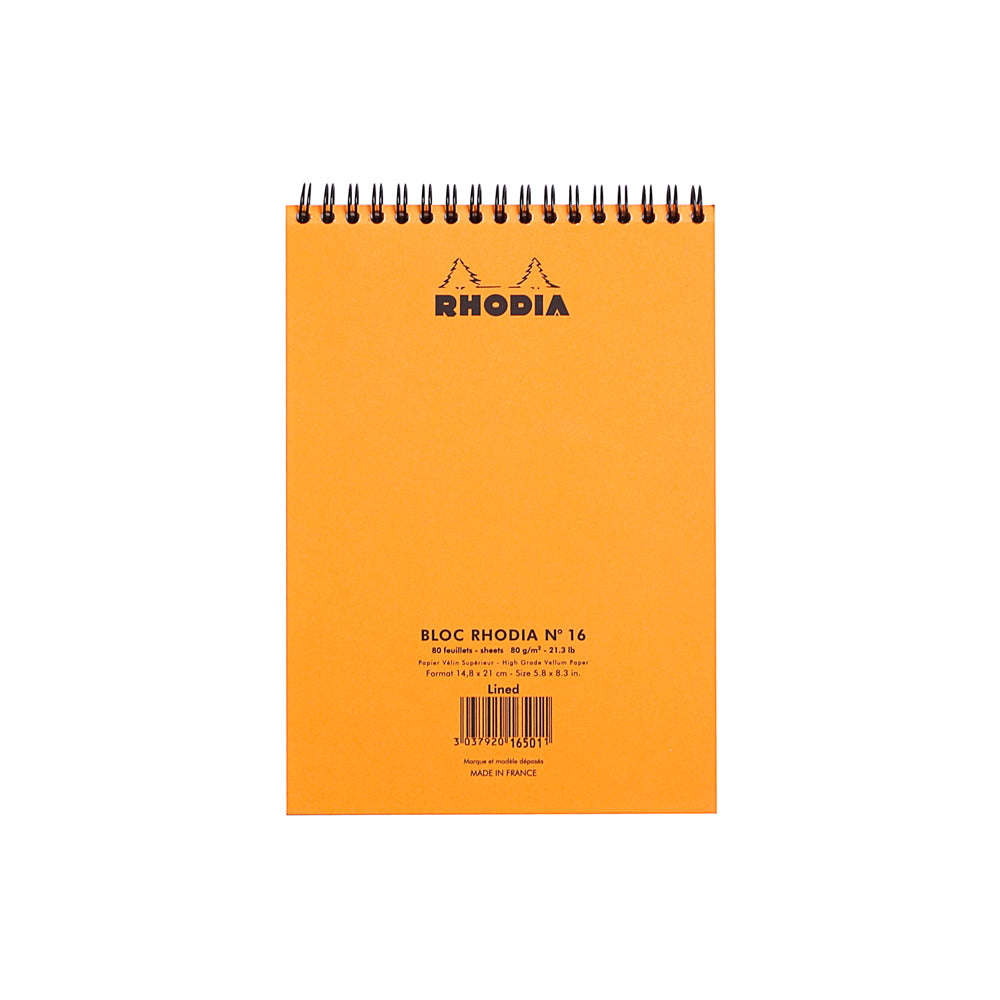 Rhodia Wirebound Notepad A5 Lined Orange