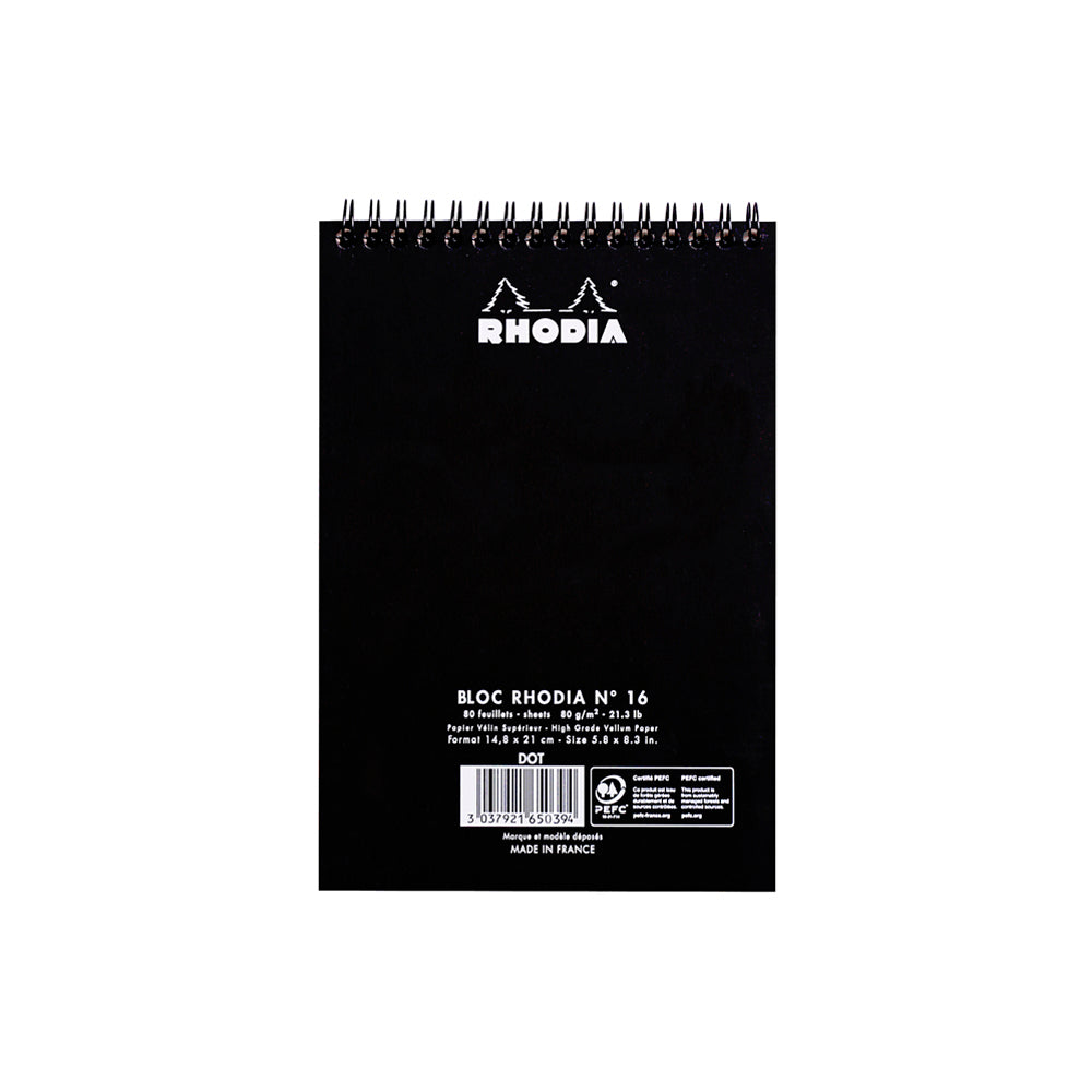 Rhodia Wirebound Notepad A5 Dot Grid Black