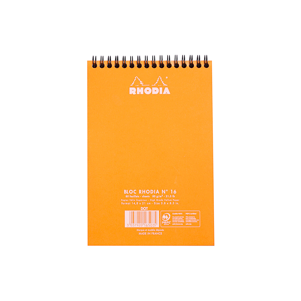 Rhodia Wirebound Notepad A5 Dot Grid Orange