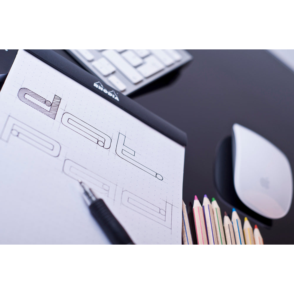 Rhodia No. 16 Top Stapled Notepad A5 Dot Grid Black