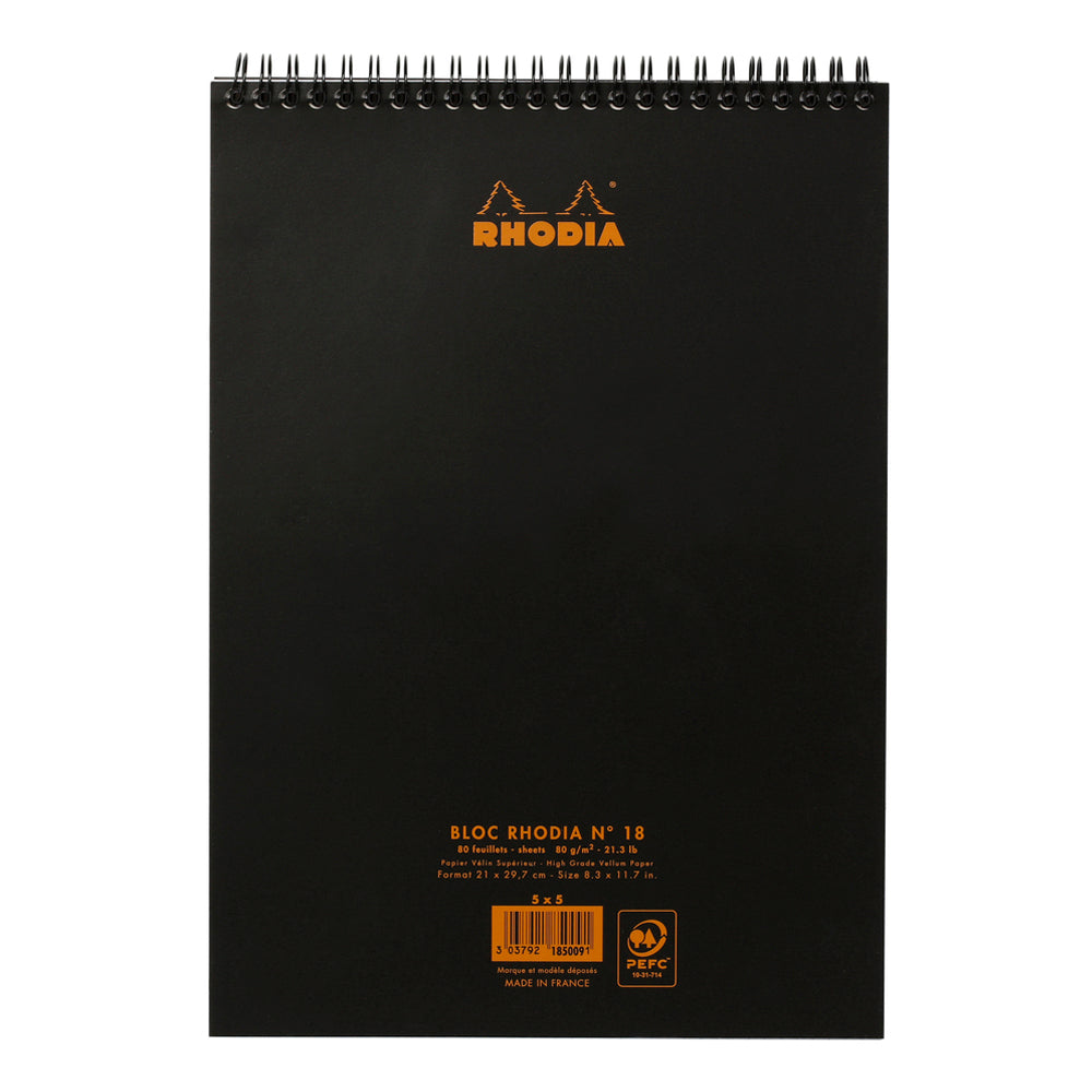 Rhodia Wirebound Notepad A4 Grid Black