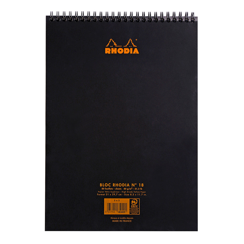 Rhodia Wirebound Notepad A4 Lined Black