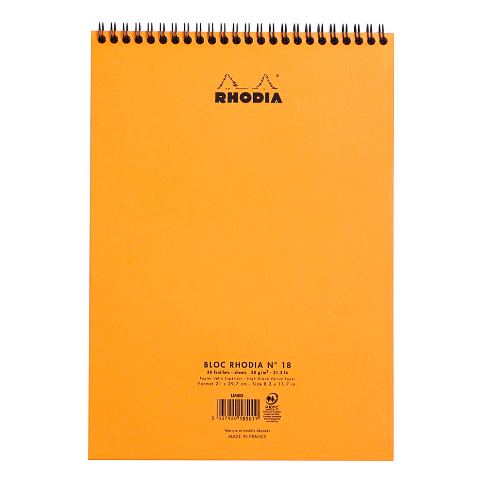 Rhodia Wirebound Notepad A4 Lined Orange