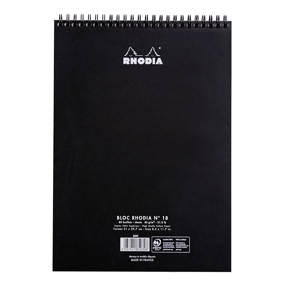 Rhodia Wirebound Notepad A4 Dot Grid Black
