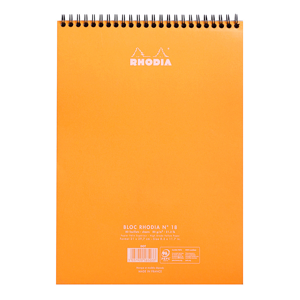 Rhodia Wirebound Notepad A4 Dot Grid Orange