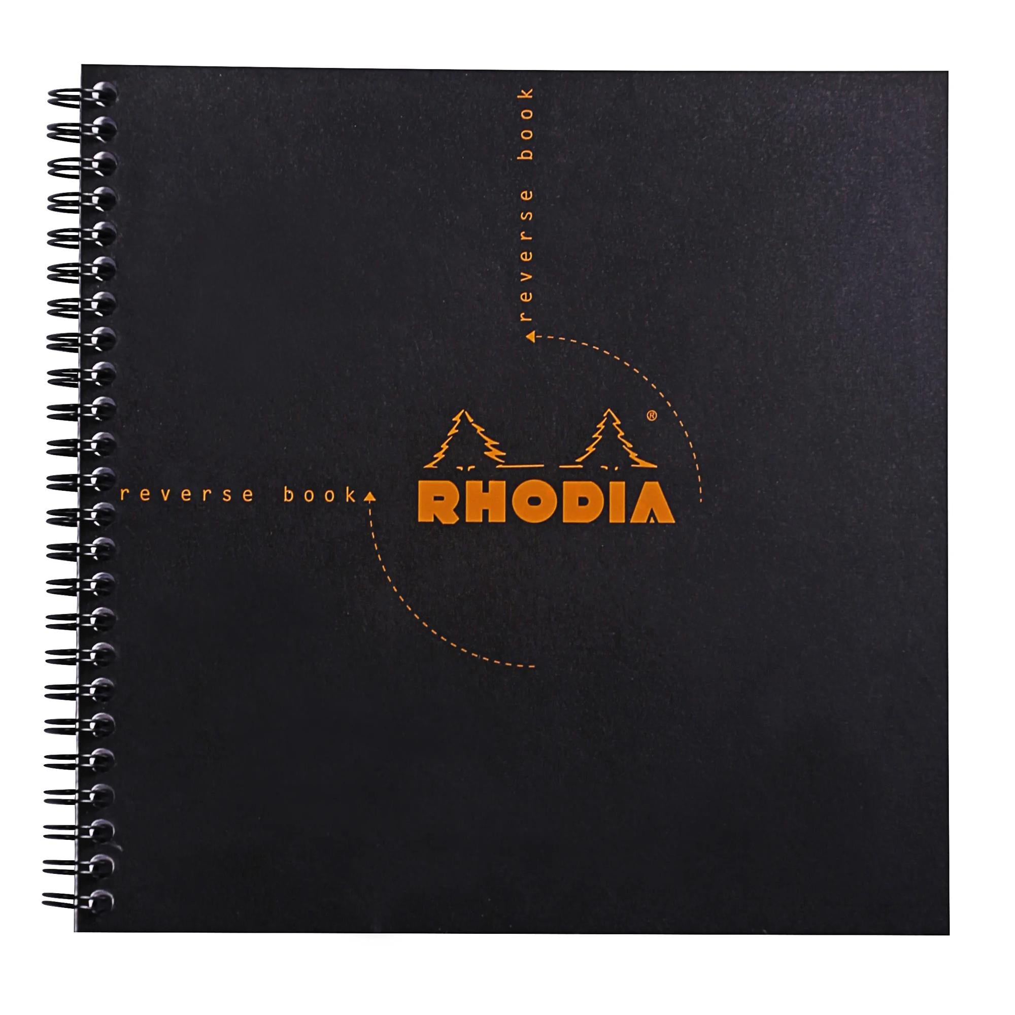 Rhodia Reverse Book Wirebound 2-in-1 Notepad & Notebook 21 x 21 cm Grid Black