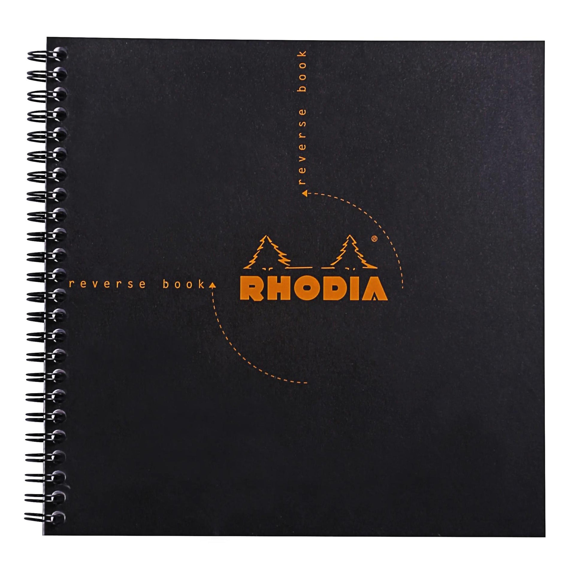 Rhodia Reverse Book Wirebound 2-in-1 Notepad & Notebook 21 x 21 cm Grid Black
