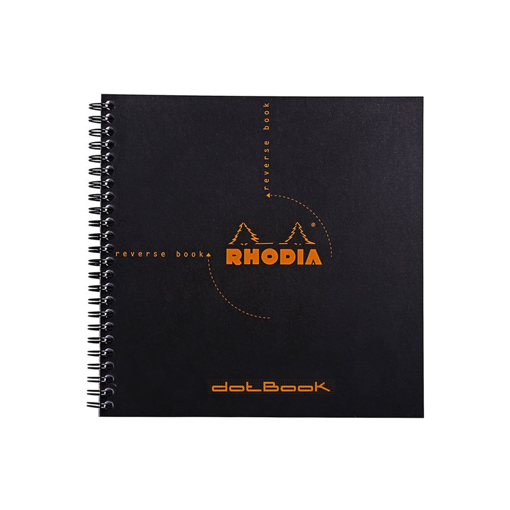 Rhodia Reverse Book Wirebound 2-in1 Notepad & Notebook Dot Grid Black