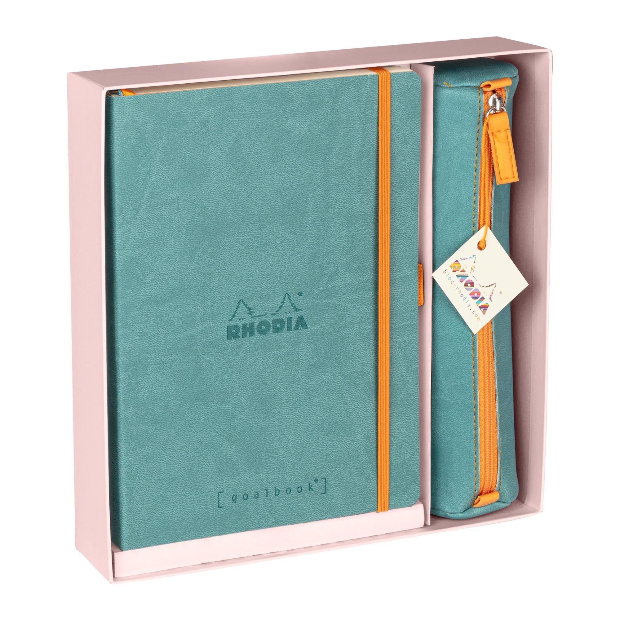 Rhodiarama Goalbook & Pencil Case Gift Set Turquoise