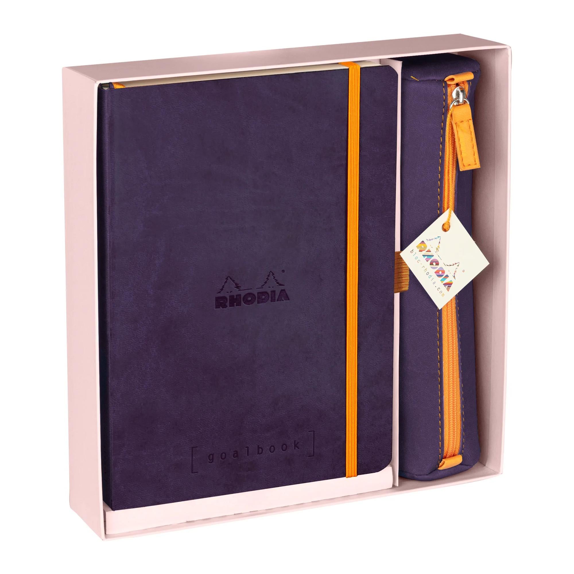 Rhodiarama Goalbook & Pencil Case Gift Set Eggplant