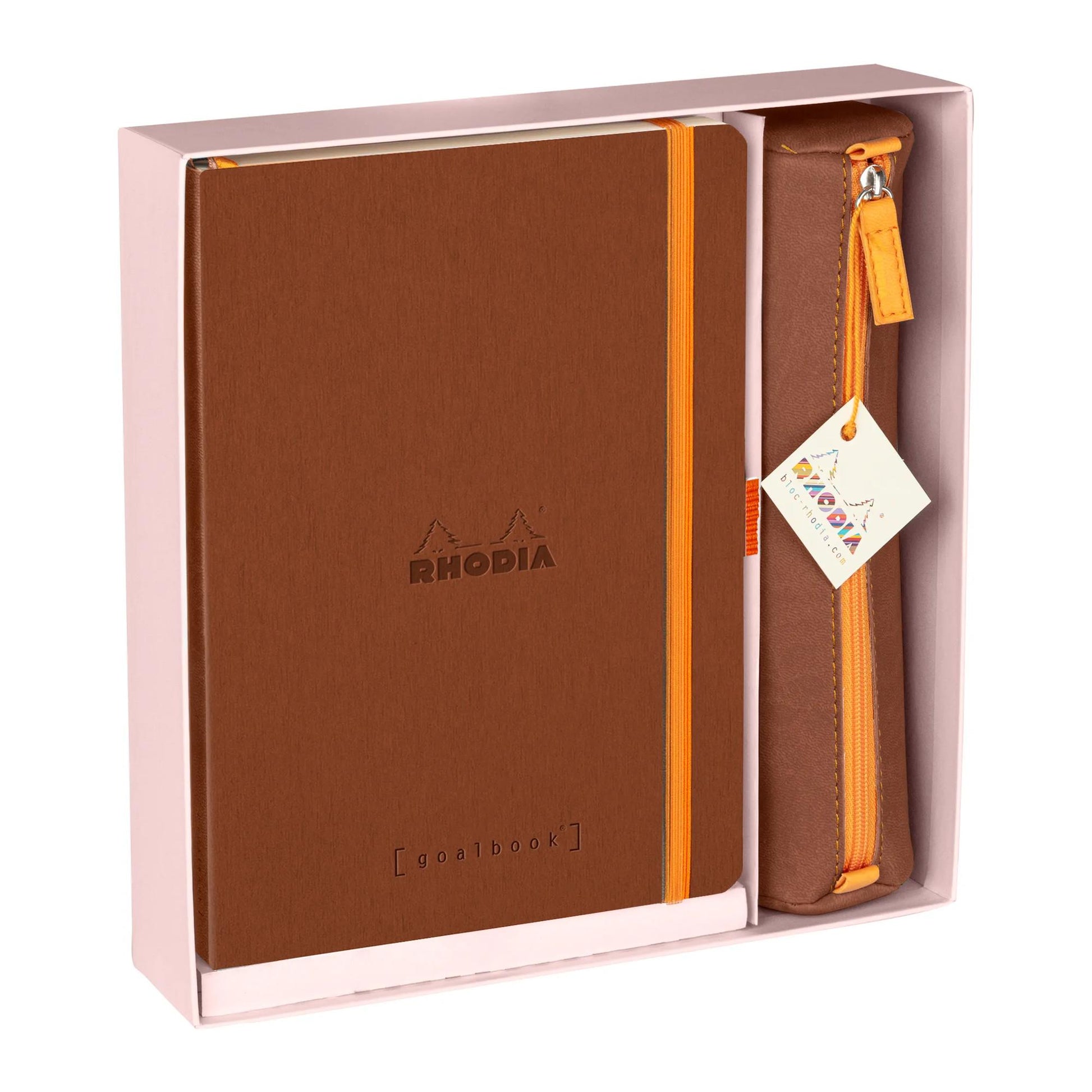 Rhodiarama Goalbook & Pencil Case Gift Set Brown