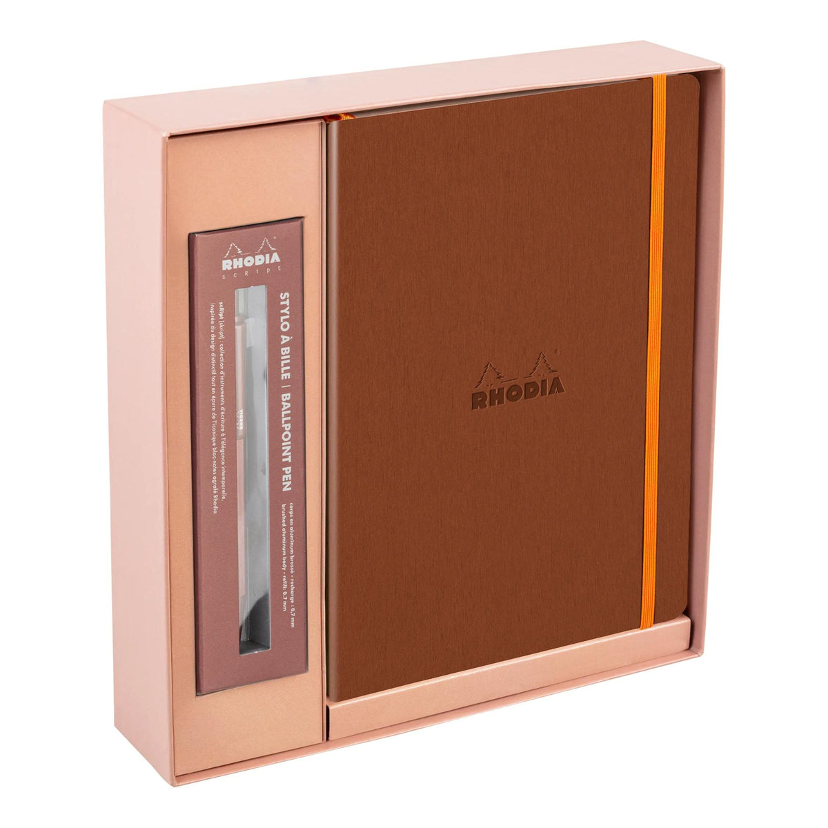 Rhodiarama Notebook & Ballpoint Pen Gift Set Copper Brown