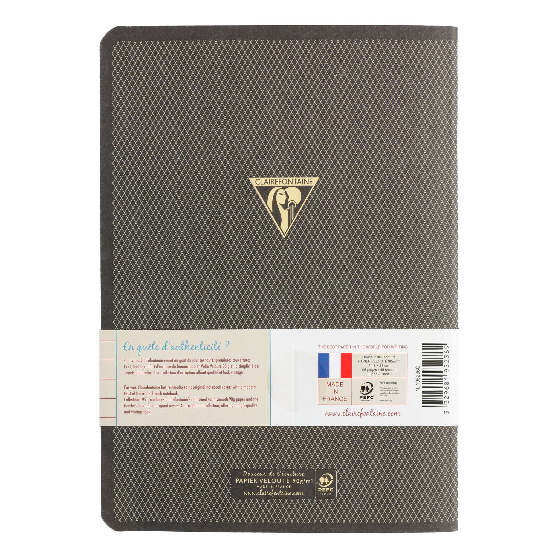 Clairefontaine 1951 Stapled Notebook A5 Lined Black