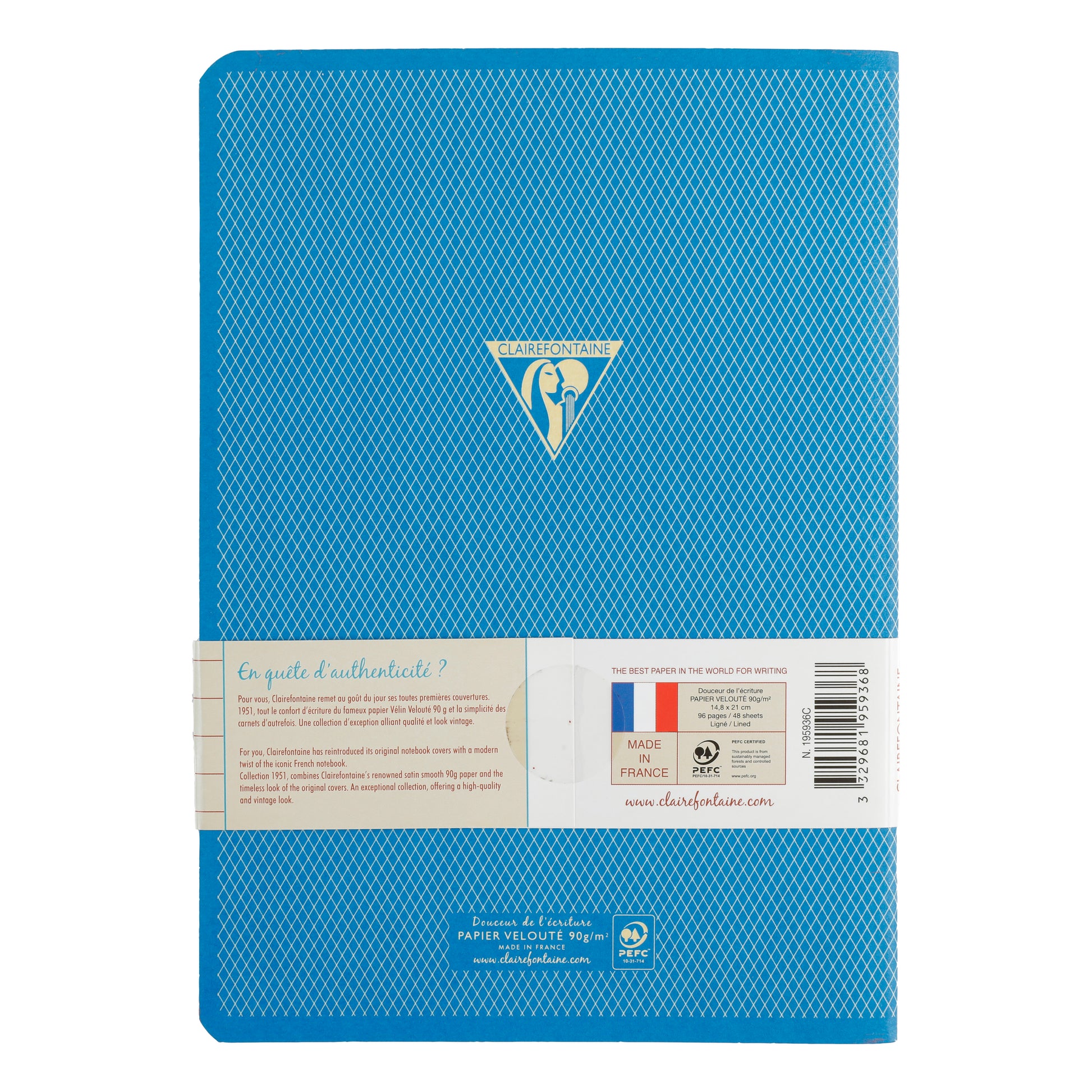 Clairefontaine 1951 Stapled Notebook A5 Lined Blue