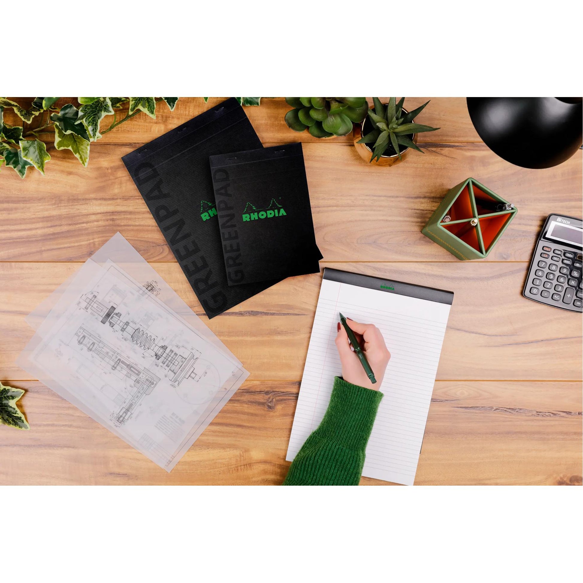 Rhodia Greenactive No. 19 Top Stapled Greenpad 100% Recycled A4+ Lined