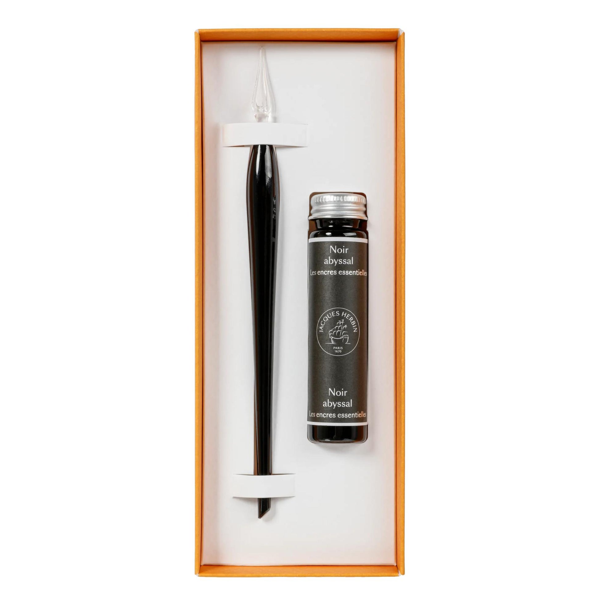 Prestige Gift Set Black Glass Pen and 15 mL Noir Abyssal (Black) Ink