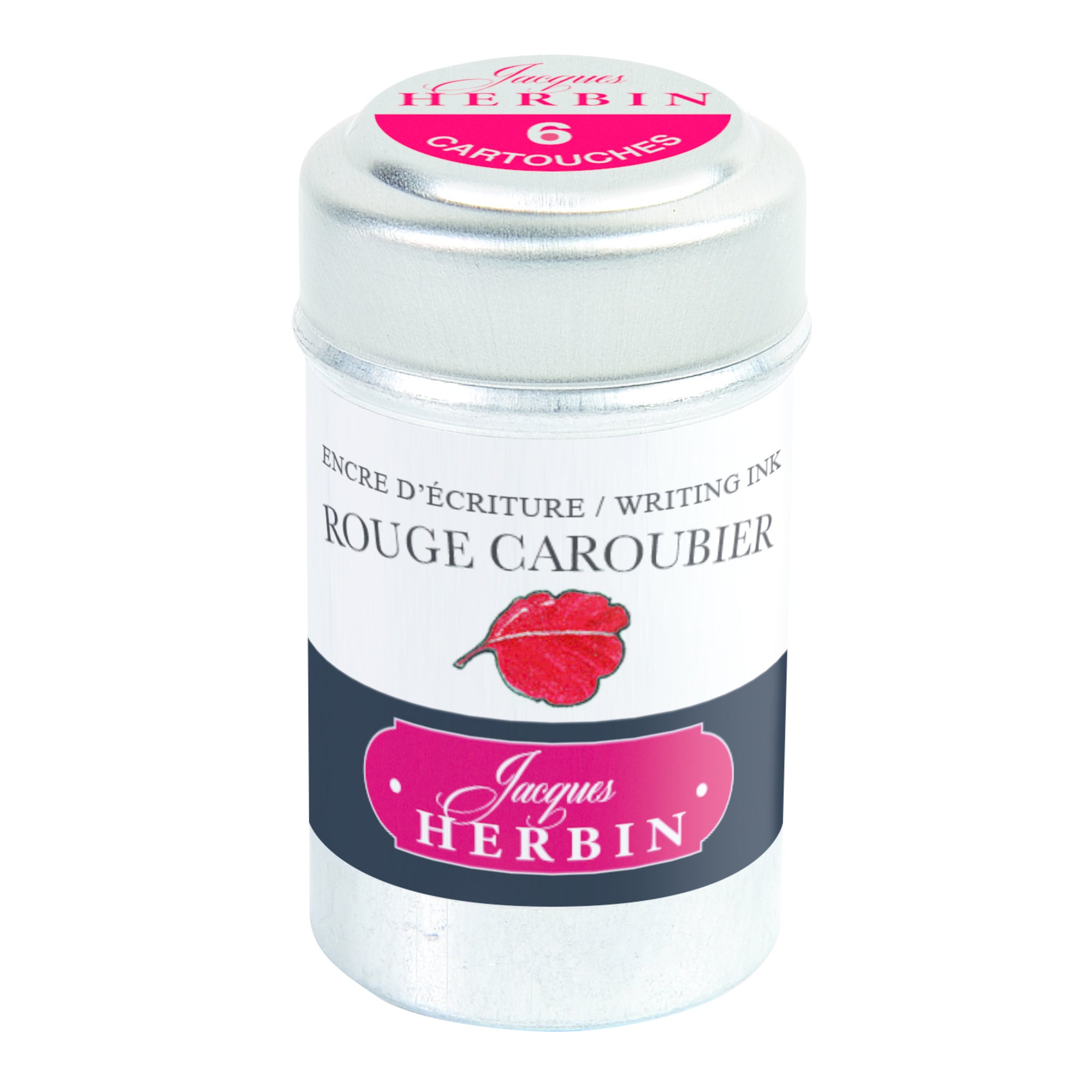Jacques Herbin Tin of 6 Standard Ink Cartridges Rouge Caroubier (Carob Red)