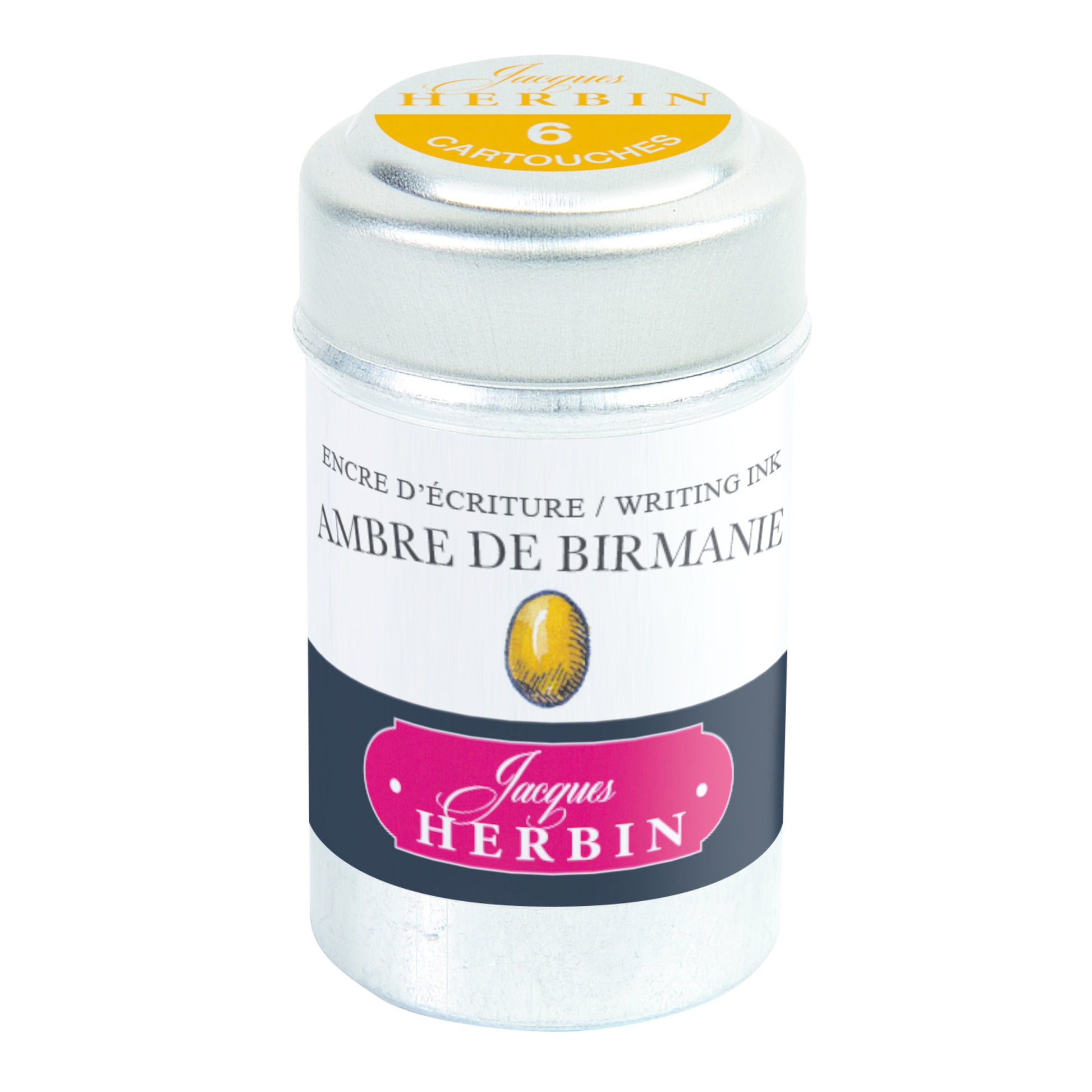 Jacques Herbin Tin of 6 Standard Ink Cartridges Ambre de Birmanie