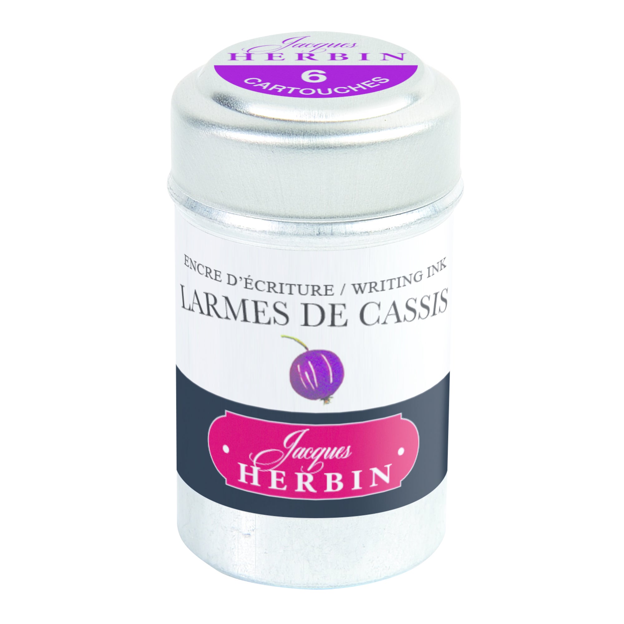 Jacques Herbin Tin of 6 Standard Ink Cartridges Larmes de Cassis