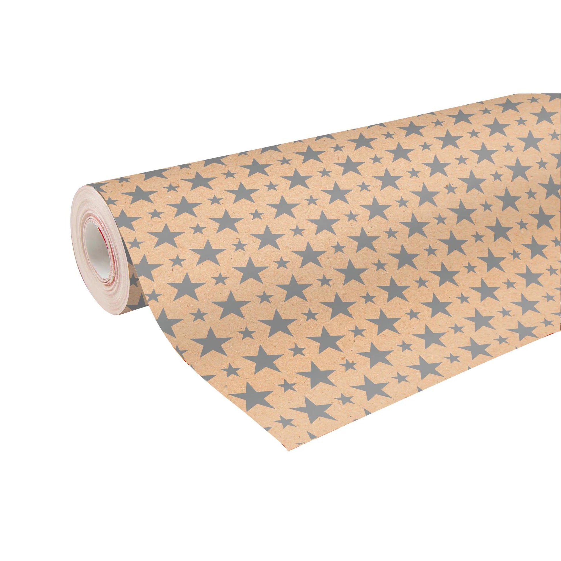Clairefontaine Wrapping Paper Counter Roll 50 m x 70 cm Silver Stars Kraft