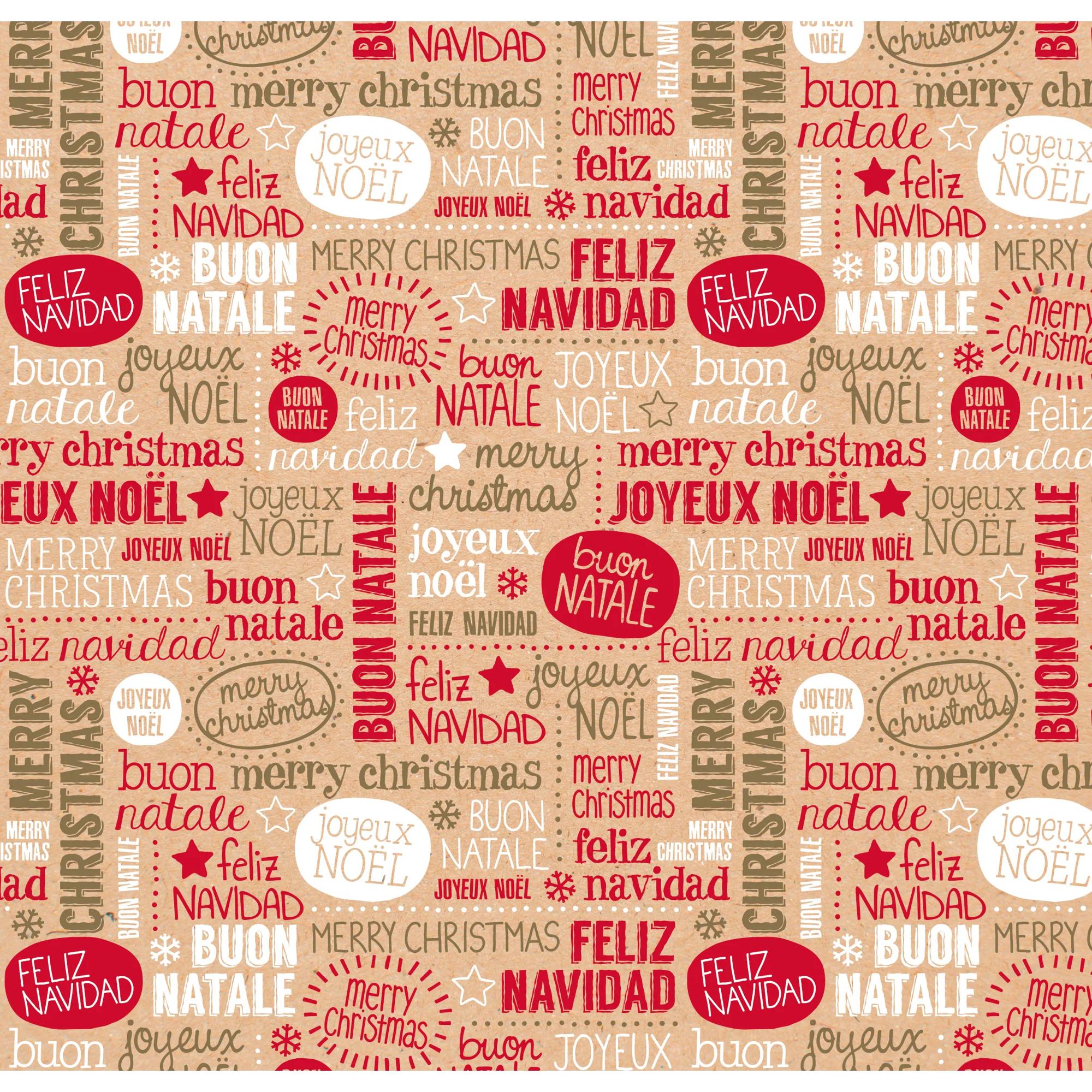 Clairefontaine Wrapping Paper Counter Roll 50 m x 70 cm Christmas Words Kraft