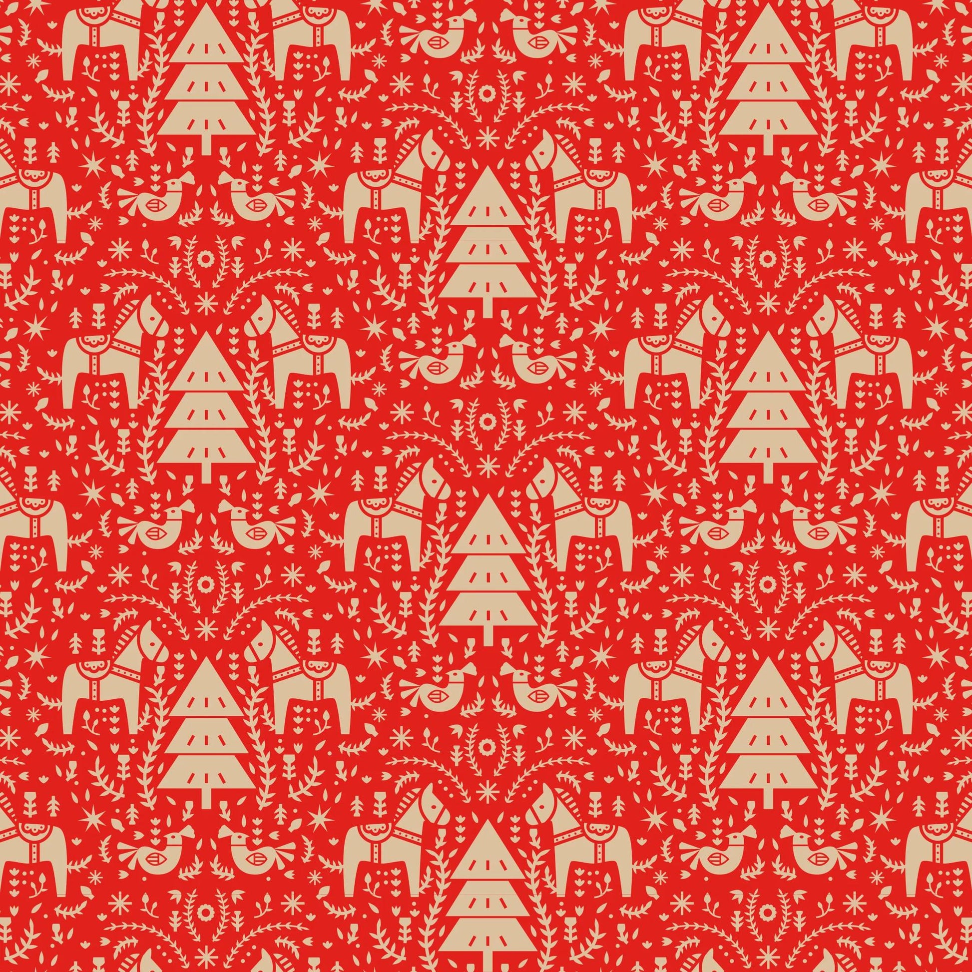 Clairefontaine Wrapping Paper Counter Roll 50 m x 70 cm Nordic Folk Red Kraft
