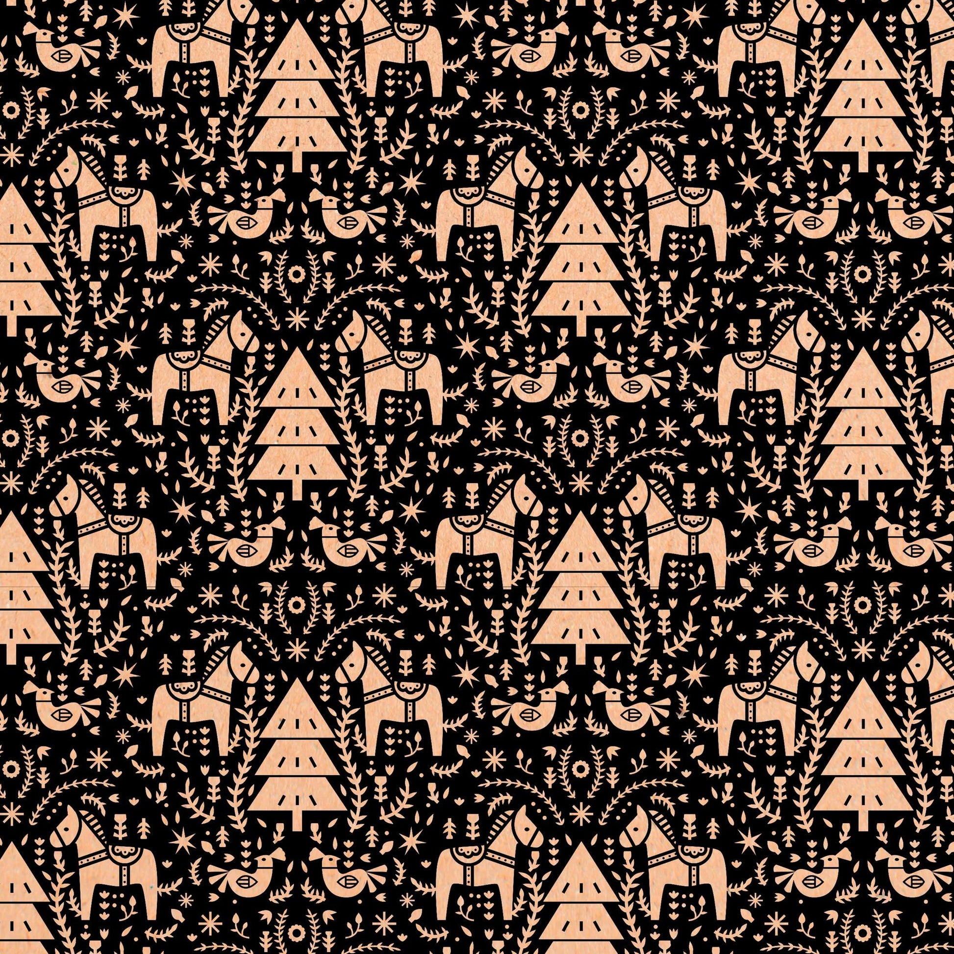 Clairefontaine Wrapping Paper Counter Roll 50 m x 70 cm Nordic Folk Black Kraft